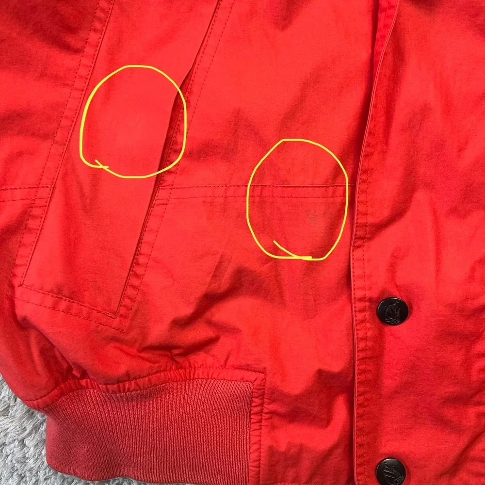 Vintage Nautica Harrington Red Full Zip Hooded Bomber Jacket L Striped Lining